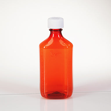 MedValue Amber Plastic Oval Medicine Bottles, 8 oz.