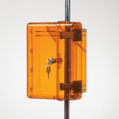 MedValue Lock-To-Pole IV Lock Box with Key Lock, Amber