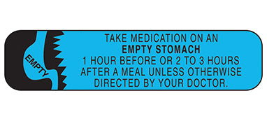 MedValue Take Medication on an Empty Stomach Labels