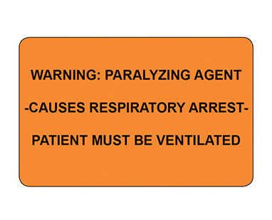 MedValue Warning Paralyzing Agent Labels