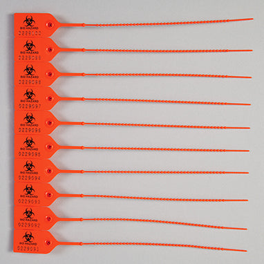 MedValue Biohazard Pull-Tight Seals, Numbered, Orange