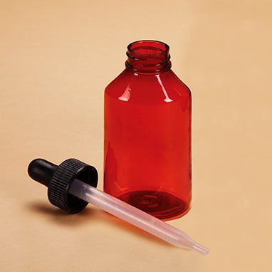 MedValue Amber Plastic Dropper Bottles, 2 oz.