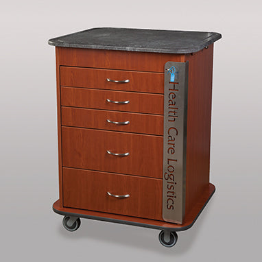 MedValue Furniture-Style 5-Drawer Cart w/ Rock Ash Top