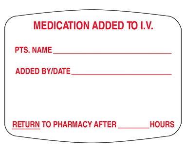 MedValue Medication Added To I.V. Labels