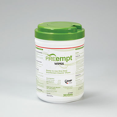 PREempt One-Step Surface Cleaner and Disinfectant Wipes, Canister, 6 x 7