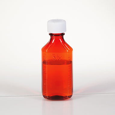 MedValue Amber Plastic Oval Medicine Bottles, 4 oz.