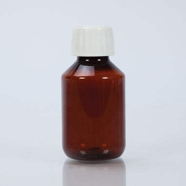 MedValue Amber Plastic Bottles with Caps, 100mL