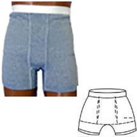 Options Men's Boxer Brief with Built-In Barrier/Support, Gray, Right-Side Stoma, Medium 36-38