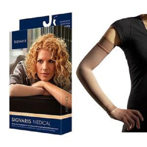 Sigvaris Advance Compression Armsleeve with Grip-Top without Gauntlet, 20 to 30mmHg, Small, Regular, Beige