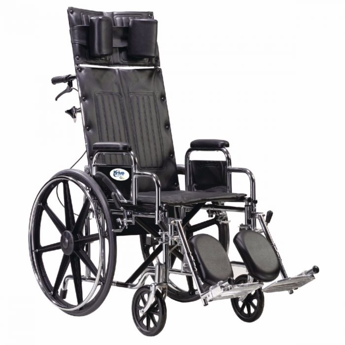 Drive Sentra Full Reclining Wheelchair, 22"W x 18"D, Desk Length Arms