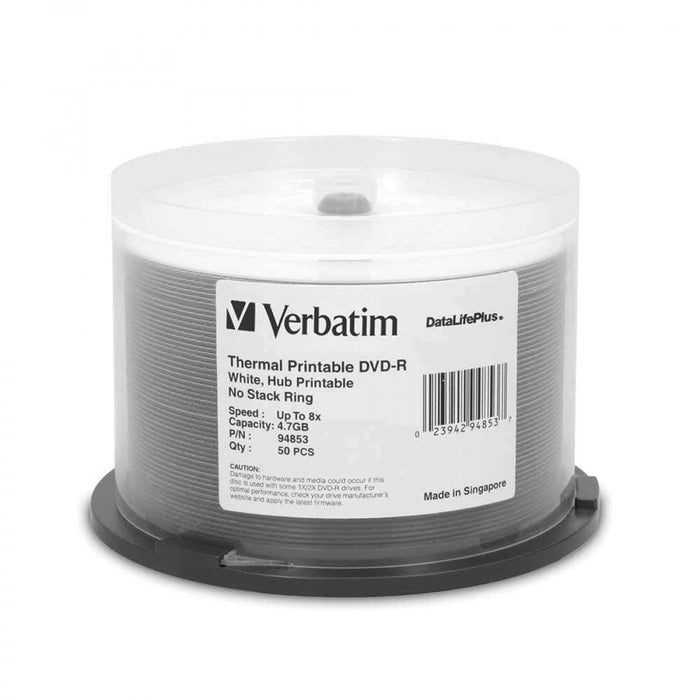 Verbatim Dvd 120 Min 8X Thermal Color: White Storage Capacity: 4.7Gb 50 / Pack