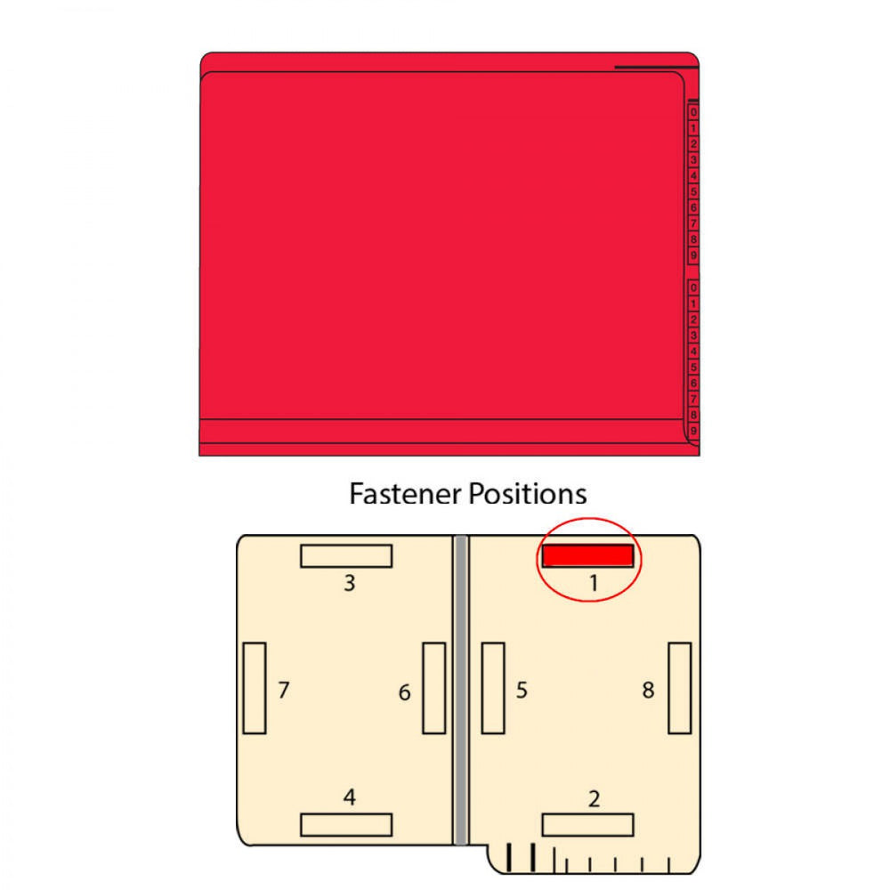 Kardex Compatible End Tab Folder Red 11 3/4" X 9 1/2" 50/Box