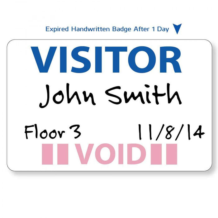 Visitor Pass Label Self-Expiring Synthetic Removable Visitor 2 7/8" X 1 7/8" White 500 Per Package