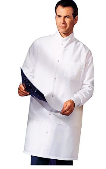 Landau Uniforms Landau Barrier Lab Coat - Unisex Barrier Lab Coat, White Pinstripe, Size 2XL - 9131 WWG XXL