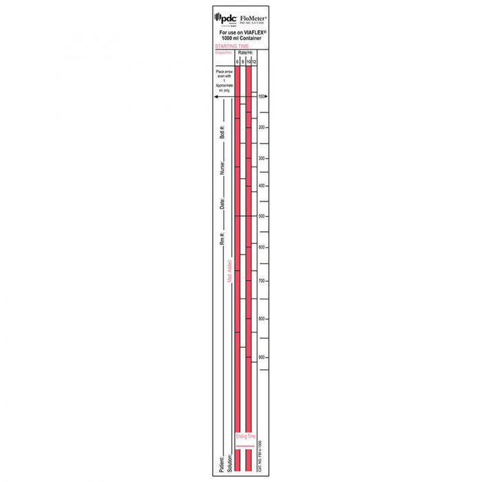 Flo-Meter Iv Label Compatible With 1000 Ml Baxter/Viaflex Paper Removable 1 1/4" X 10 1/2" White 1000 Per Box