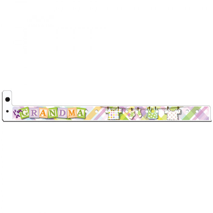 Bundle Of Joy Write-On Wristband Poly 3/4" X 10" Adult "I'M A Grandma" Multi Color - Clothes Line - 250 Per Box