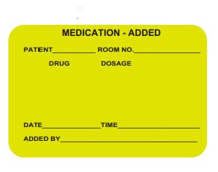 Laguna Coast Associati Nursing Labels - LABEL, MEDICATION ADDED YLW PAT - HH505-K