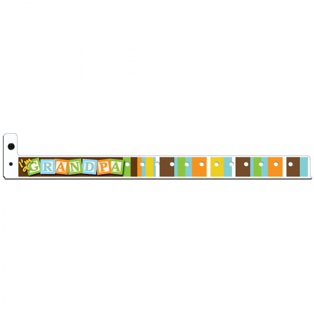 Bundle Of Joy Write-On Wristband Poly 3/4" X 10" Adult "I'M A Grandpa" Multi Color - Blocks - 250 Per Box