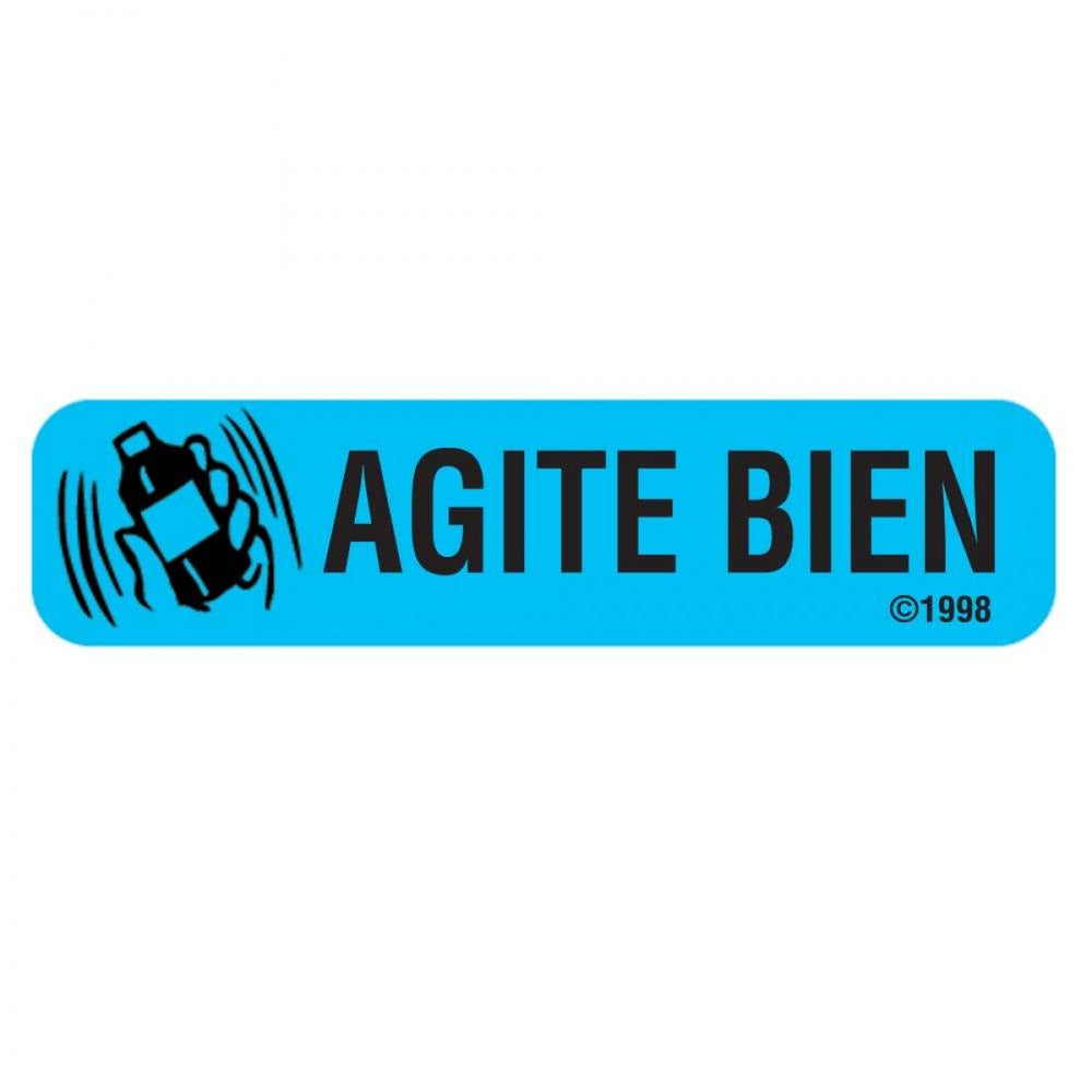 Label Paper Permanent Agite Bien 1 9/16" X 3/8" Blue 500 Per Roll, 2 Rolls Per Box