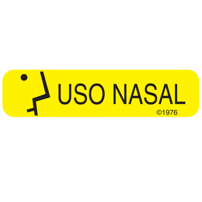 Label Paper Permanent Uso Nasal 1 9/16" X 3/8" Yellow 500 Per Roll, 2 Rolls Per Box