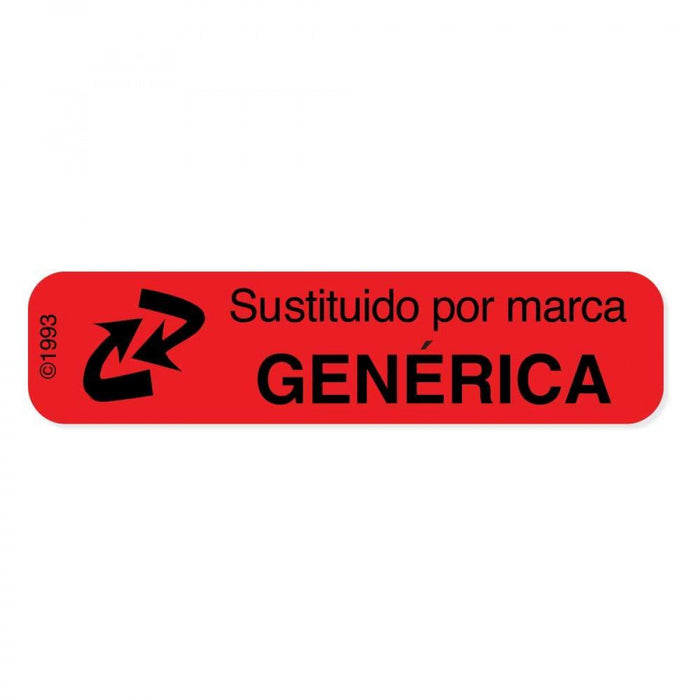 Label Paper Permanent Sustituido Por Marca 1 9/16" X 3/8" Red 500 Per Roll, 2 Rolls Per Box