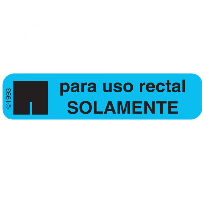 Label Paper Permanent Para Uso Rectal 1 9/16" X 3/8" Blue 500 Per Roll, 2 Rolls Per Box