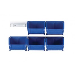 Quantum Storage Systems Stack&Hang Bins w / Rails - Hang-and-Stack Bins with 2 Rails, 4-1/8" x 5" x 3", 6-Pack - HNS200