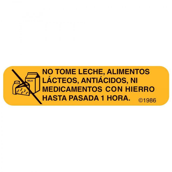 Label Paper Permanent No Tome Leche, 1 9/16" X 3/8" Gold 500 Per Roll, 2 Rolls Per Box