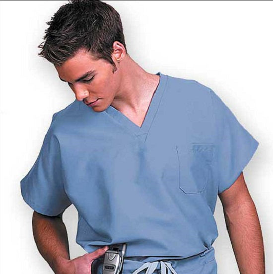 Fashion Seal Healthcare Unisex Fashion Poplin Fashion Scrub Shirt - Ciel Blue