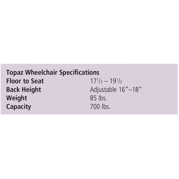 Accessories for the Invacare 9000 Topaz Bariatric Wheelchair