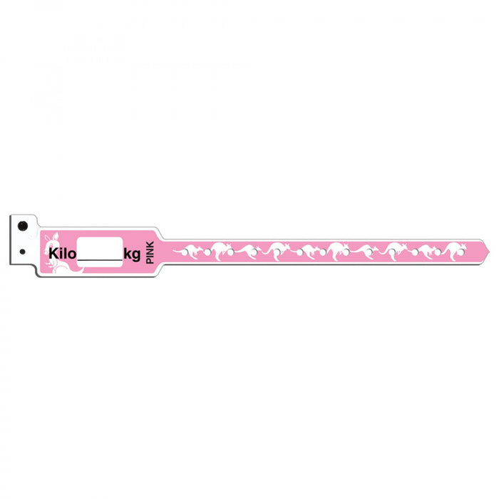 Kangaband Write-On Wristband Poly 1" X 10 1/4" Pediatric Pink With Black Imprint - 250 Per Box