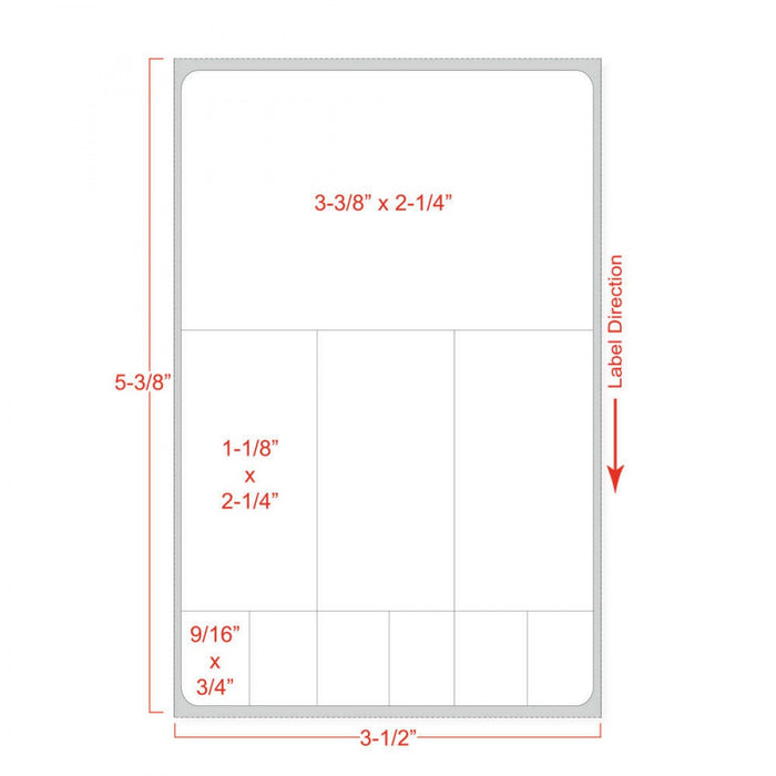 Label Meditech Direct Thermal Paper Permanent 3" Core 3 3/8" X 5 1/4" White 500 Per Roll, 2 Rolls Per Case