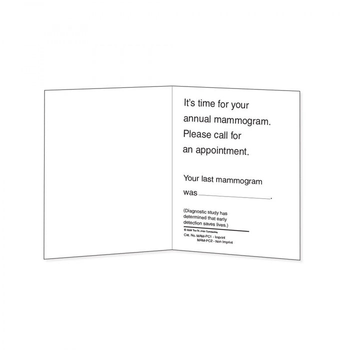 Mam-O-Gram#8482; Reminder Card Non-Imprinted 8 1/2" X 5 1/2" 100/Box