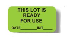 Laguna Coast Association Central Supply Labels - LABEL, THIS LOT IS READY, GREEN, 500/RL - QC223-K