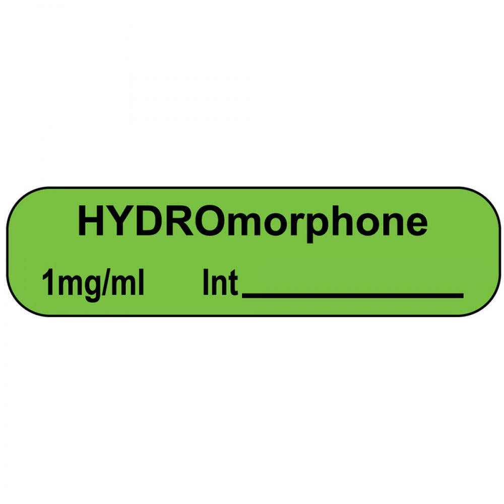 Label Paper Removable Hydromorphone 1" Core 1 7/16" X 3/8" Fl. Green 666 Per Roll