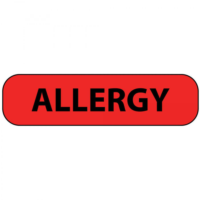 Label Paper Permanent Allergy 1" Core 1 7/16" X 3/8" Fl. Red 666 Per Roll