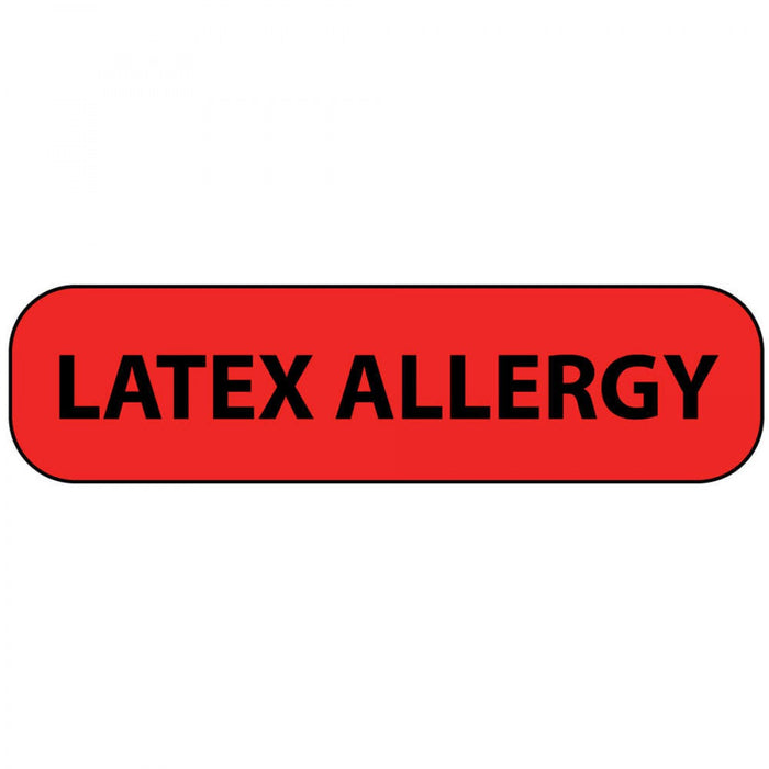 Label Paper Permanent Latex Allergy 1" Core 1 7/16" X 3/8" Fl. Red 666 Per Roll