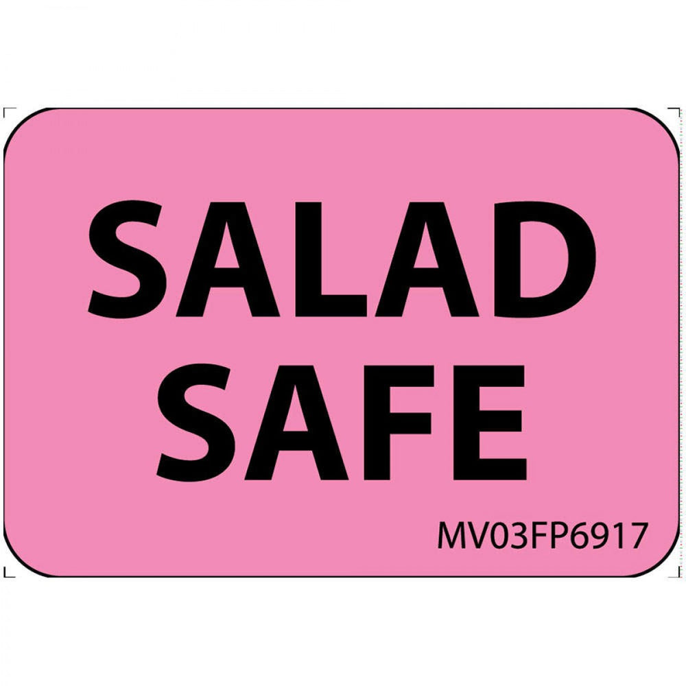 Label Paper Removable Salad Safe 1" Core 1 7/16" X 1 Fl. Pink 666 Per Roll