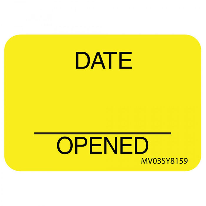 Label Paper Permanent Date Opened 1" Core 1 7/16" X 1 Yellow 666 Per Roll