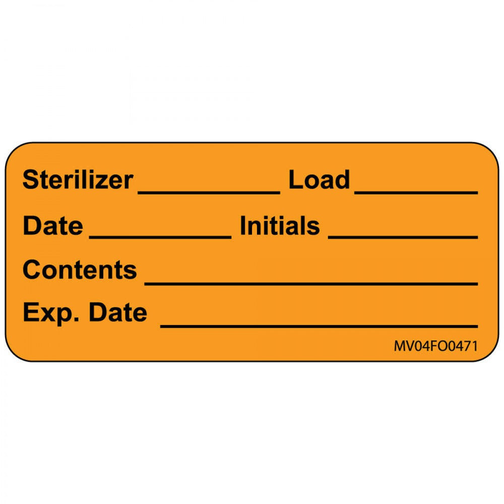 Label Paper Removable Sterilizer Load Date 1" Core 2 1/4" X 1 Fl. Orange 420 Per Roll