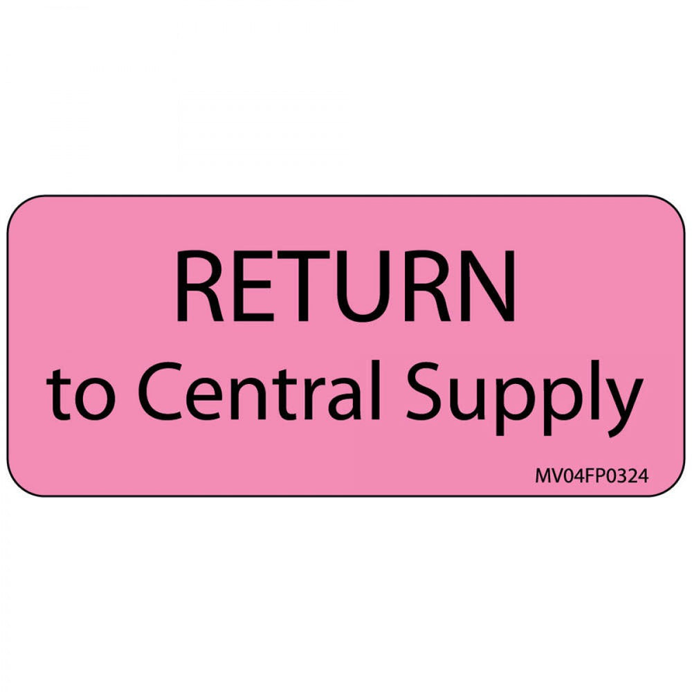 Label Paper Removable Return To Central 1" Core 2 1/4" X 1 Fl. Pink 420 Per Roll