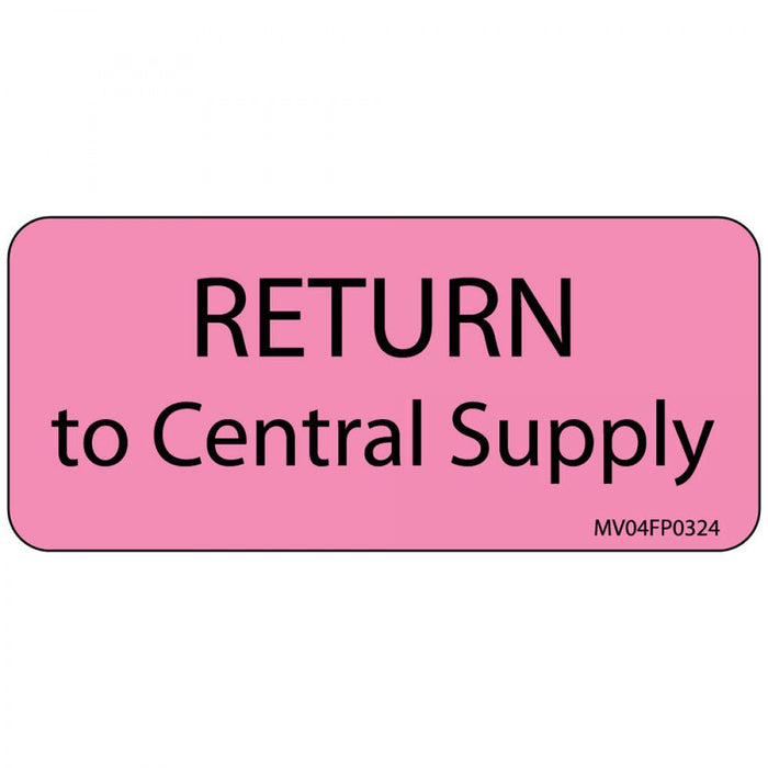 Label Paper Removable Return To Central 1" Core 2 1/4" X 1 Fl. Pink 420 Per Roll