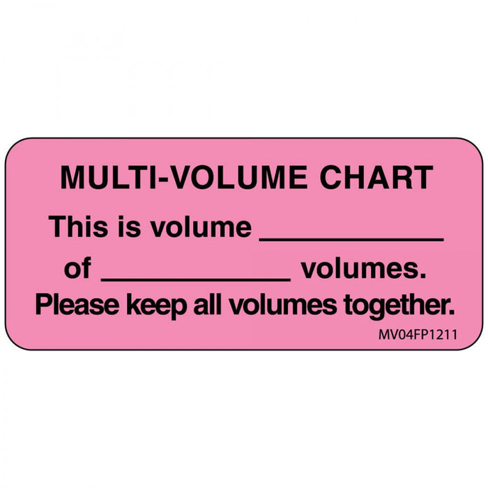 Label Paper Removable Multi-Volume Chart 1" Core 2 1/4" X 1 Fl. Pink 420 Per Roll