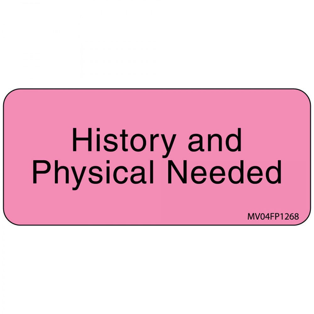 Label Paper Removable History And Physical 1" Core 2 1/4" X 1 Fl. Pink 420 Per Roll