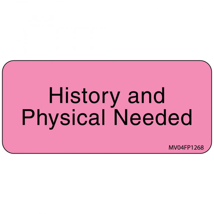 Label Paper Removable History And Physical 1" Core 2 1/4" X 1 Fl. Pink 420 Per Roll