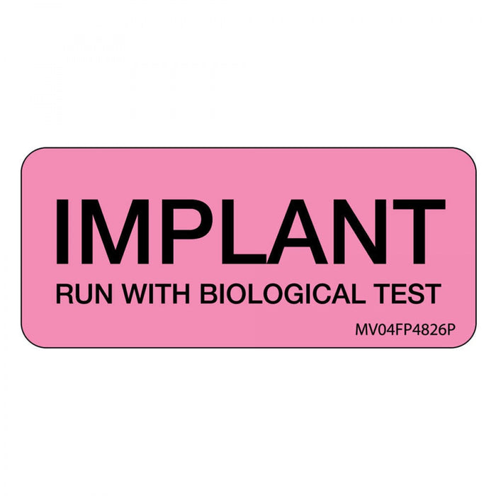 Label Paper Permanent Implant Run With 1" Core 2 1/4" X 1 Fl. Pink 420 Per Roll