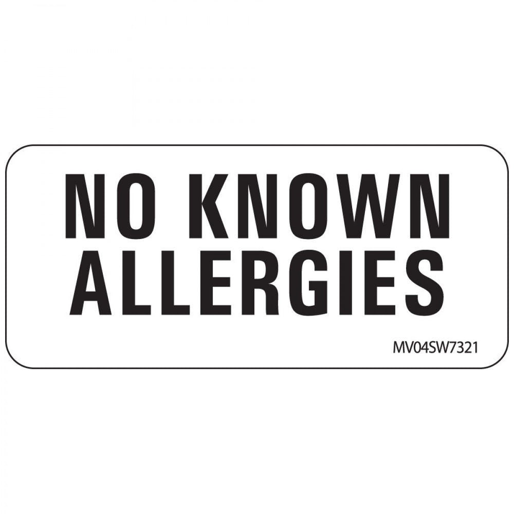 Label Paper Removable No Known Allergies 1" Core 2 1/4" X 1 White 420 Per Roll