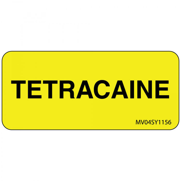 Label Paper Permanent Tetracaine 1" Core 2 1/4" X 1 Yellow 420 Per Roll