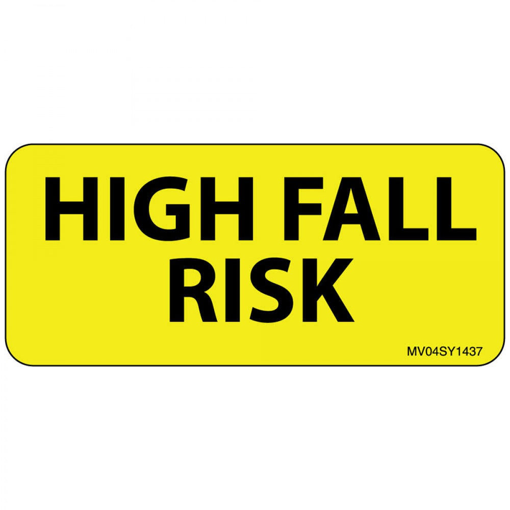 Label Paper Permanent High Fall Risk 1" Core 2 1/4" X 1 Yellow 420 Per Roll