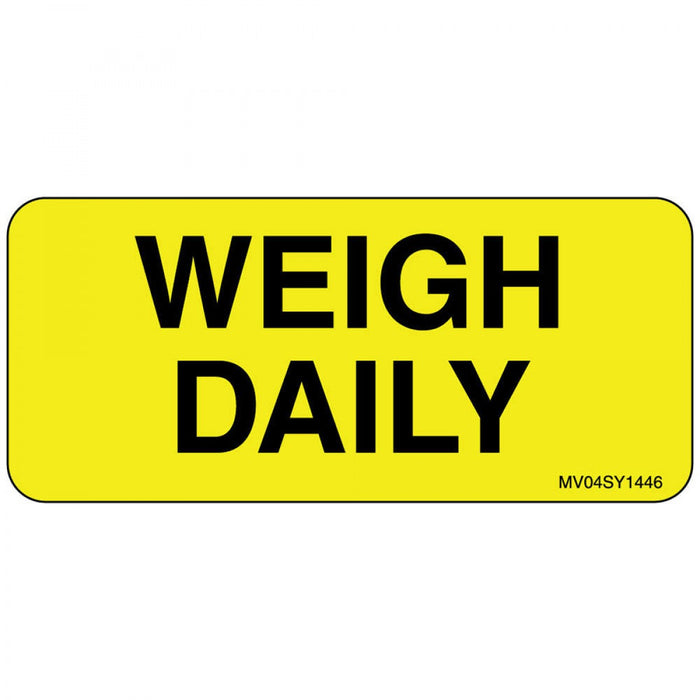 Label Paper Permanent Weigh Daily 1" Core 2 1/4" X 1 Yellow 420 Per Roll